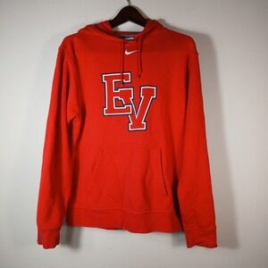 Nike Hoodie Mens M Red Tennis Hooded Sweater Club Fleece Sportswear (stain) BA39
